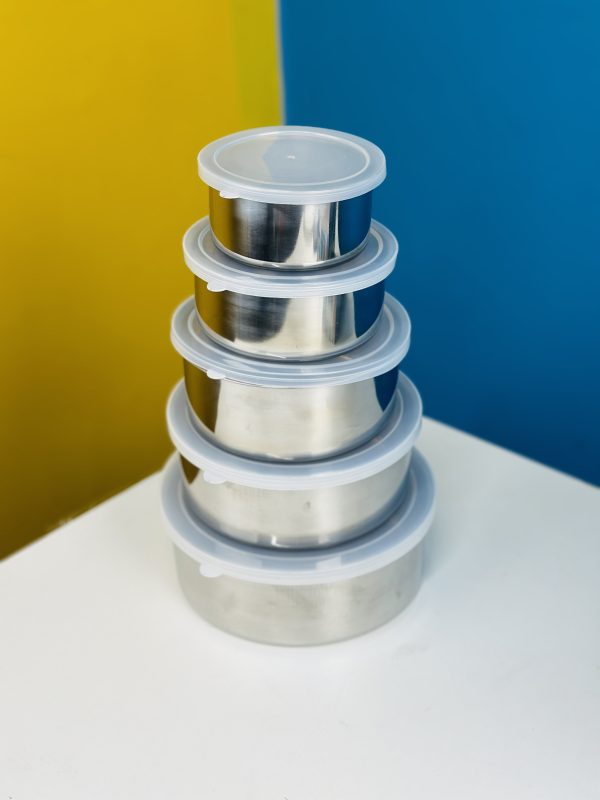 Stainless Steel Food Container Storage Box With Cover 5 In 1 Set - Image 3
