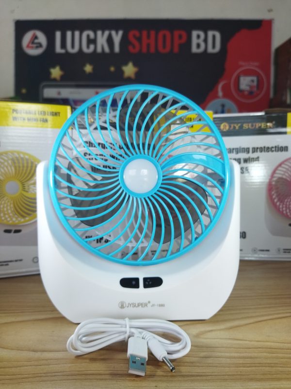 JY SUPER JY-1880 – Rechargeable Mini Table Fan with LED Light. - Image 3