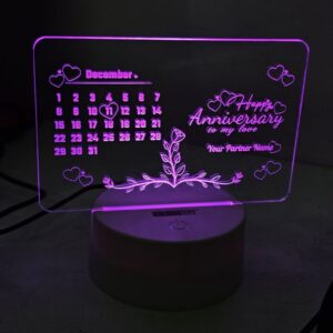 GearUP Acrylic Multicolor Night Lamp(Love Calender-Partners Name)