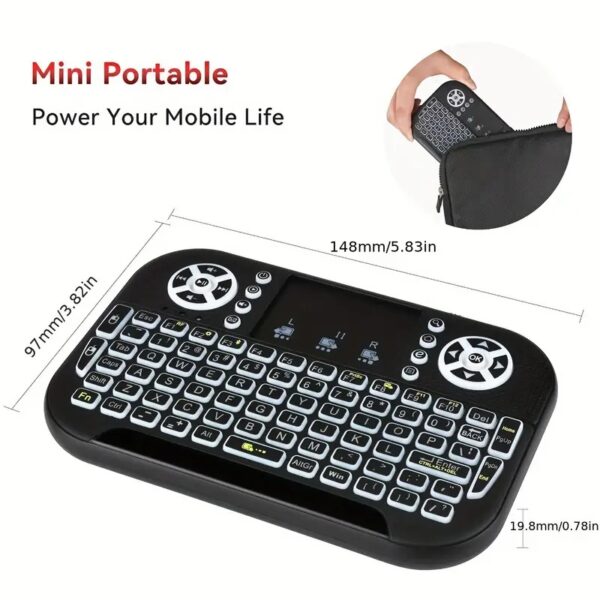 GearUP MK20 2.4GHz + Wireless Dual Mode RGB Backlit Rechargeable Mini Portable Keyboard With Touchpad - Image 3